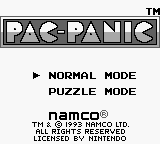 Pac-Panic title screen for GameBoy
